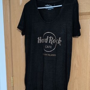 Hard Rock Cafe Black Tee with Gold Rhinestone Logo